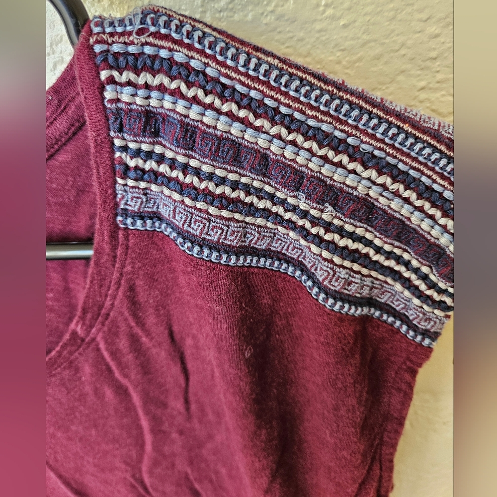 GAP Red and Blue Embellished Cap Sleeve Blouse